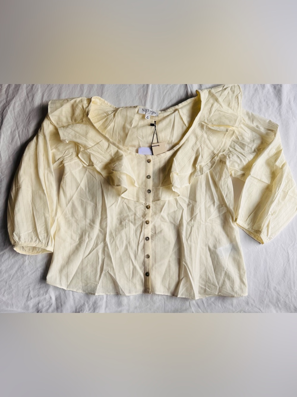 Nation LTD Pale Yellow Ruffle Button-Front Blouse